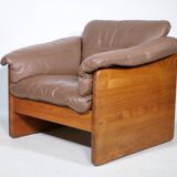 Teak solid wood leather armchair by Mikael Laursen, 1970s