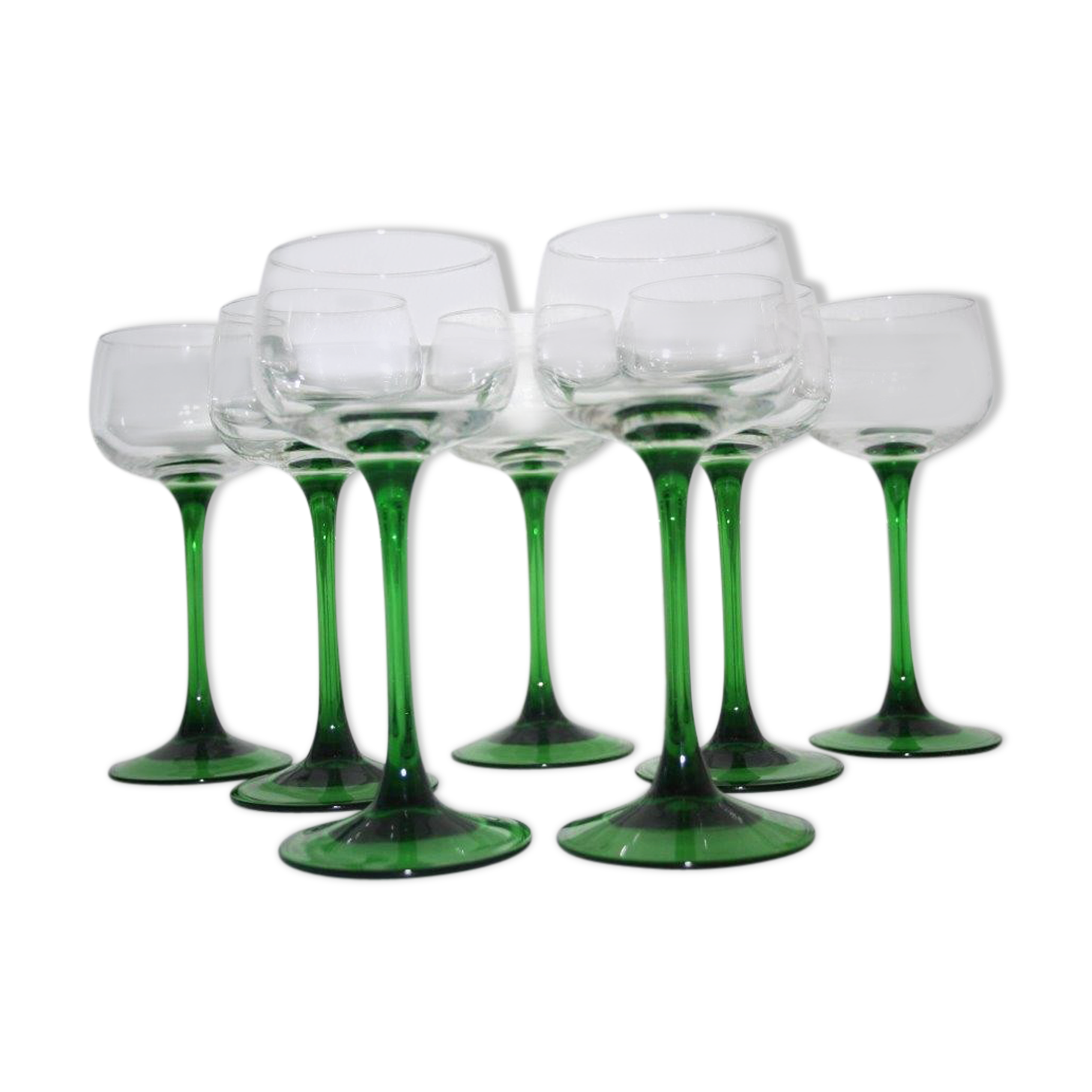 7 white Alsace wine glasses