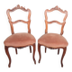 Pair of Old Rockery Chairs with Velvet/Carved Wood Seats