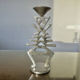 Ethnic “skeleton” candle holder in nickel-plated brass from the 80s