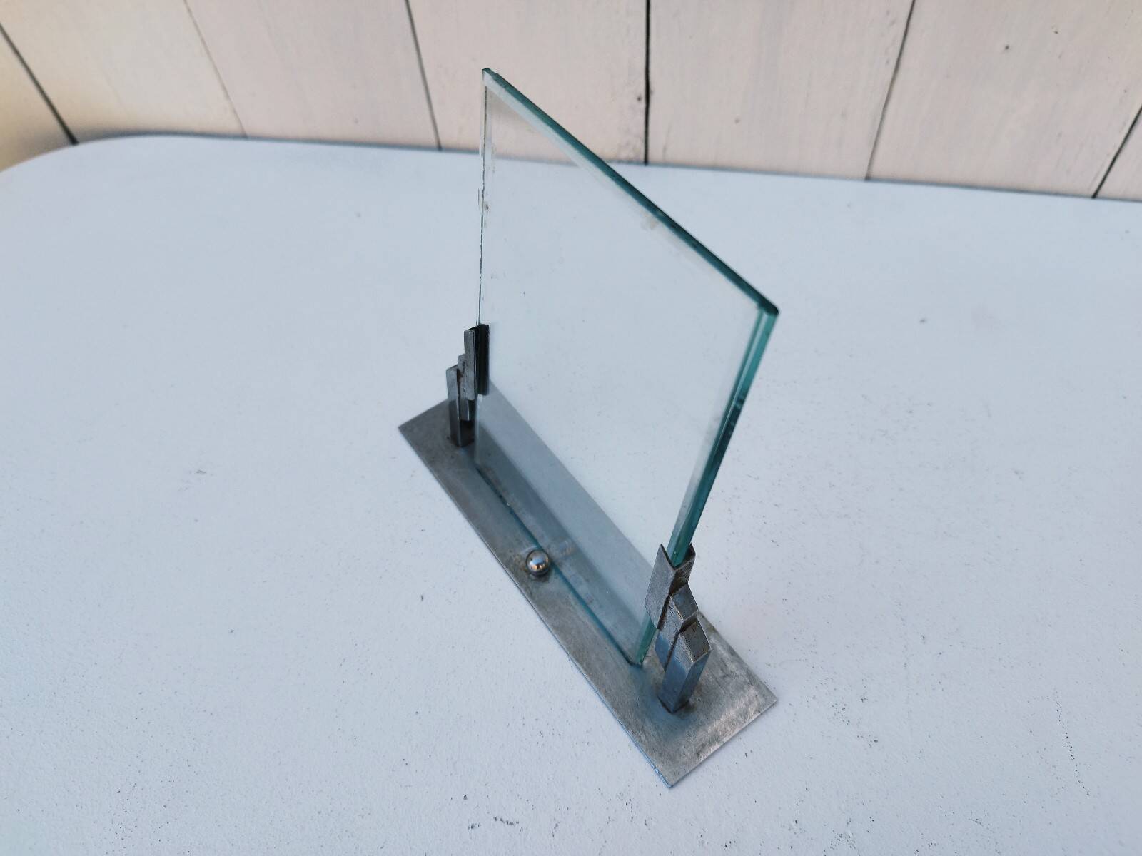 Art deco photo frame Silver metal Vintage