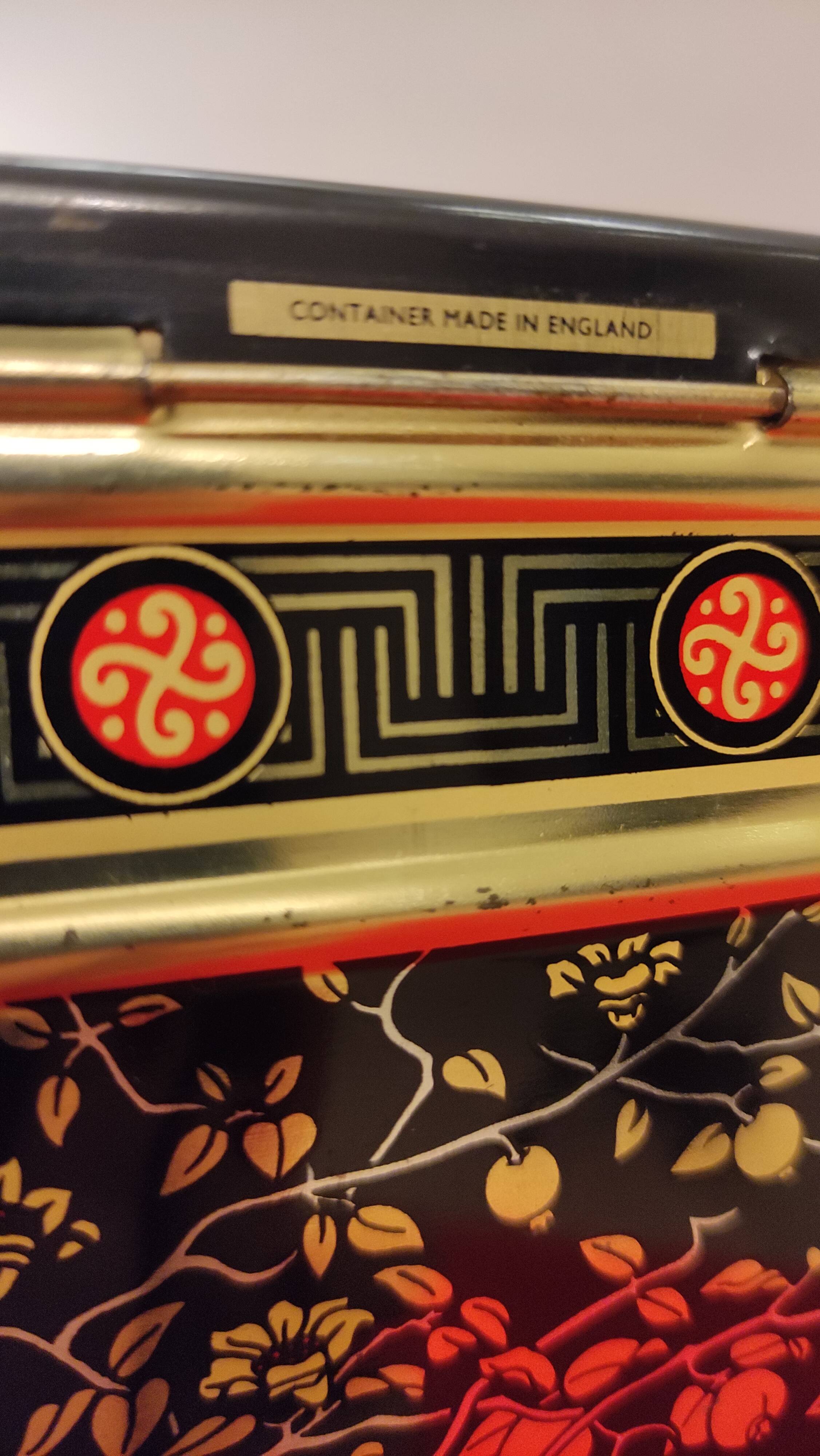 English metal tea box
