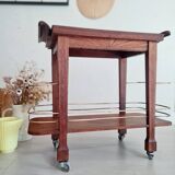 Art Deco wooden and brass serving trolley - small model