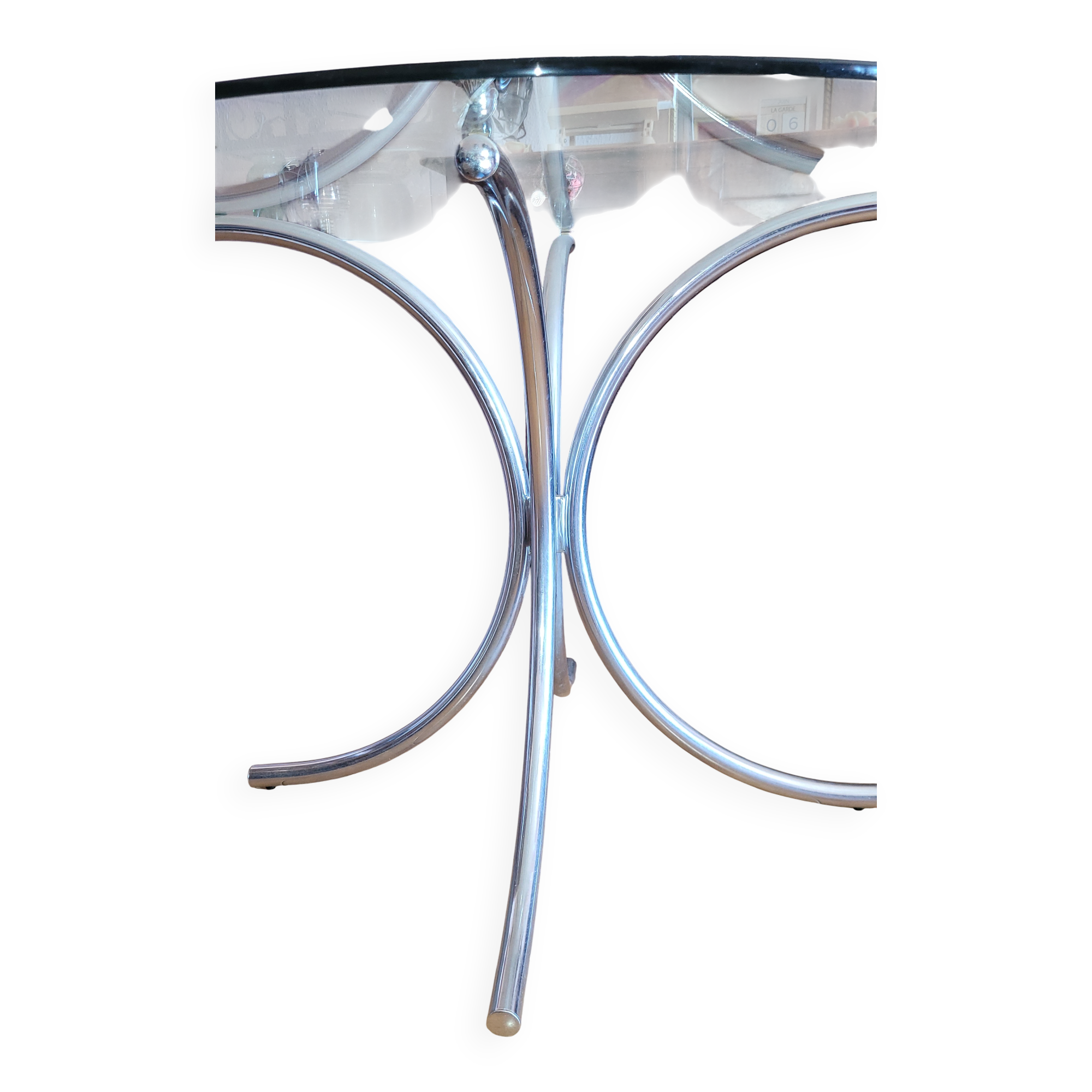 Round Metal and Glass Table - Vintage Design