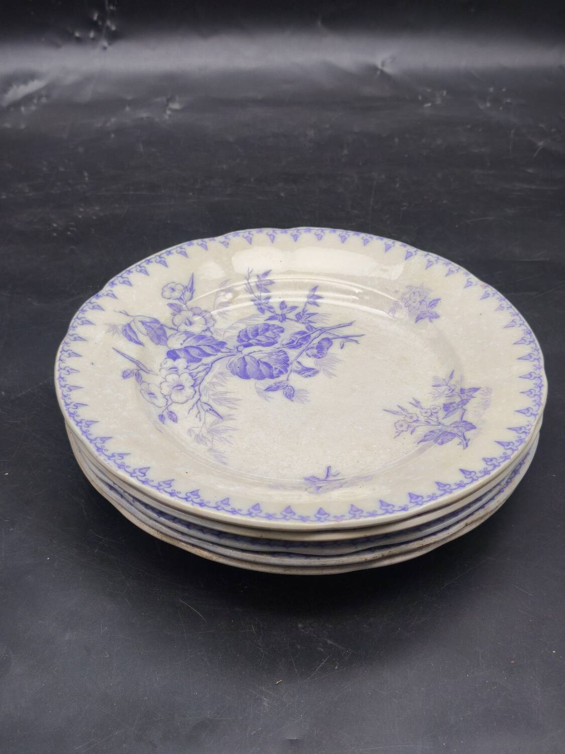Antique lavender blue plates charm of yesteryear Flore Sarreguemines UC