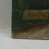 Vue du village, huile sur panneau signée, René Blain