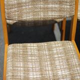 Dining room chairs X 6, vintage chair, vintage wood and fabric chair, series of chairs, decoration