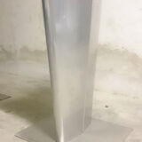 Pair of industrial metal foot tables and solid wood tray