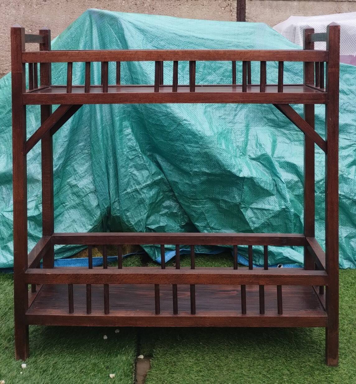 Large double wooden planter with zinc tray