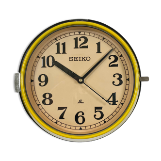 Vintage Yellow Seiko Navy Wall Clock, 1970s
