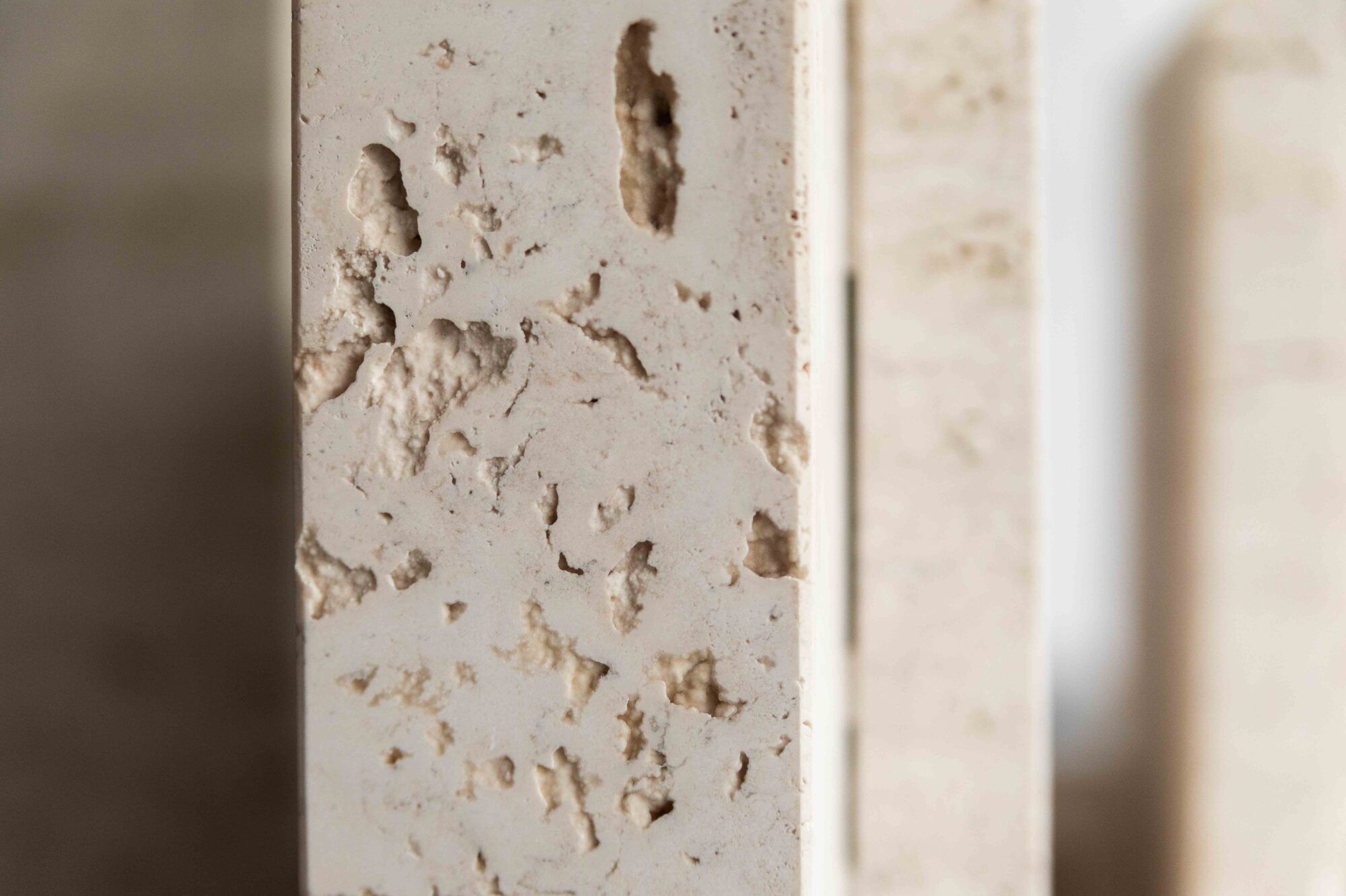 Glass & travertine dining table by Willy Ballez