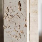 Glass & travertine dining table by Willy Ballez