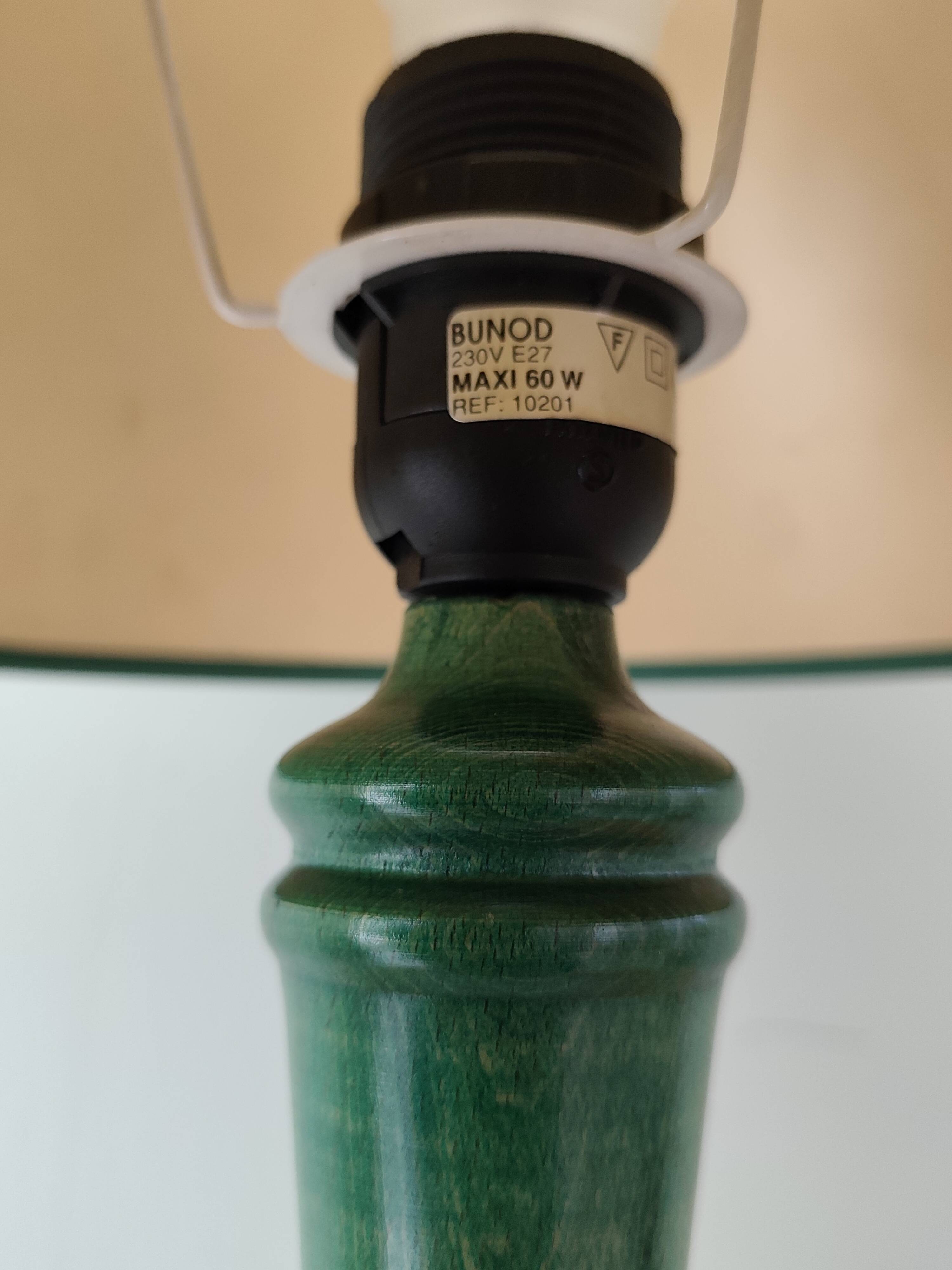Green wooden table lamp