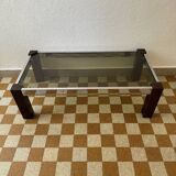 Chrome wood and smoked glass coffee table from the 70s