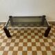Table basse chromée bois et verre fumé années 70