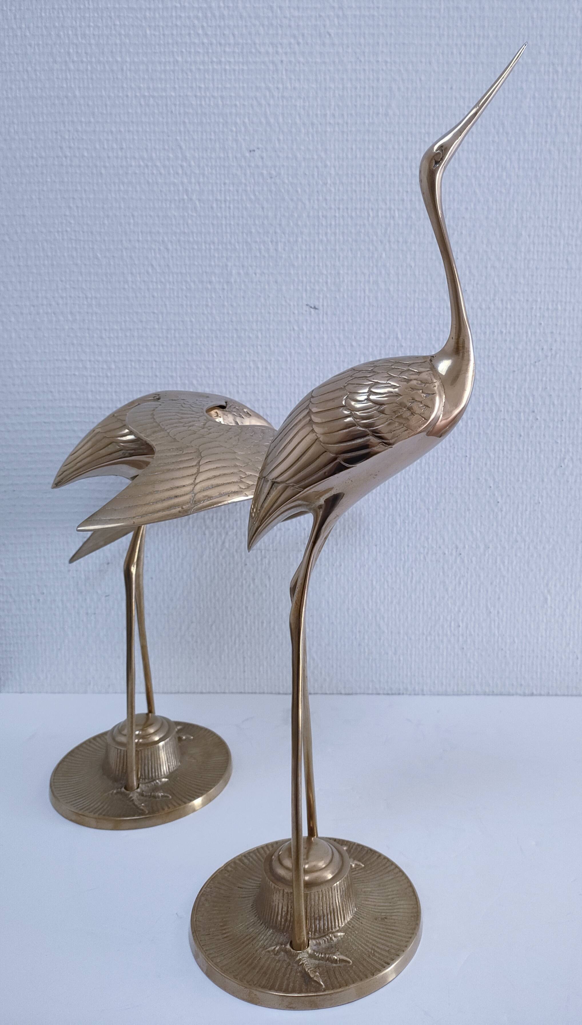 Two solid brass XL birds H. 48 cm