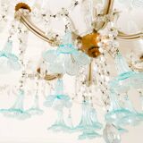 Lustre Marie-Thérèse en cristal et verre de Murano bleu