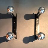 Pair of modernist chrome wall lights 1960.