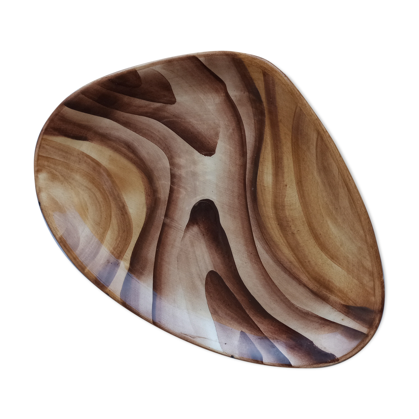 Fake wood dish Vallauris vintage