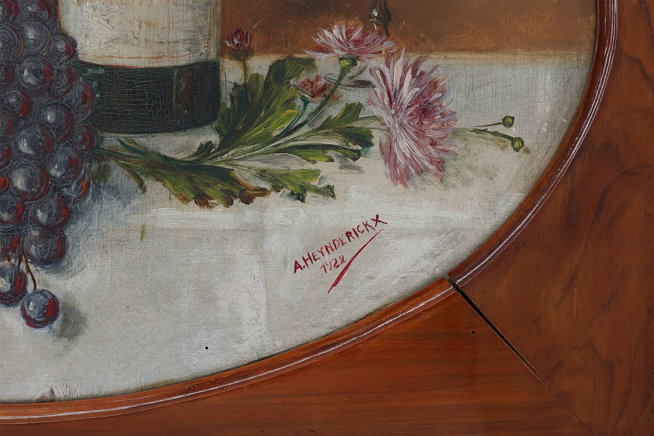 Still Life Oil Painting on wood by the Belgian Artist A. Heynderickx, 1922