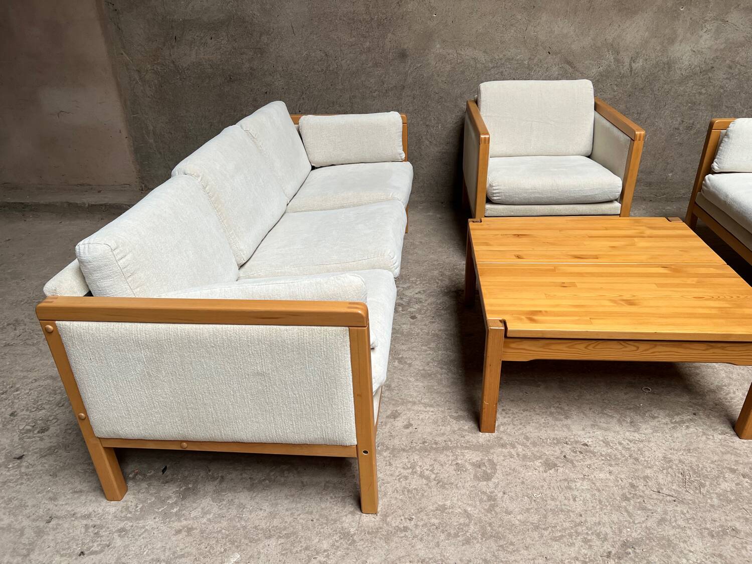 Designer coffee table armchair sofa set 1980