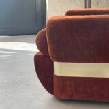 Orange velvet armchair