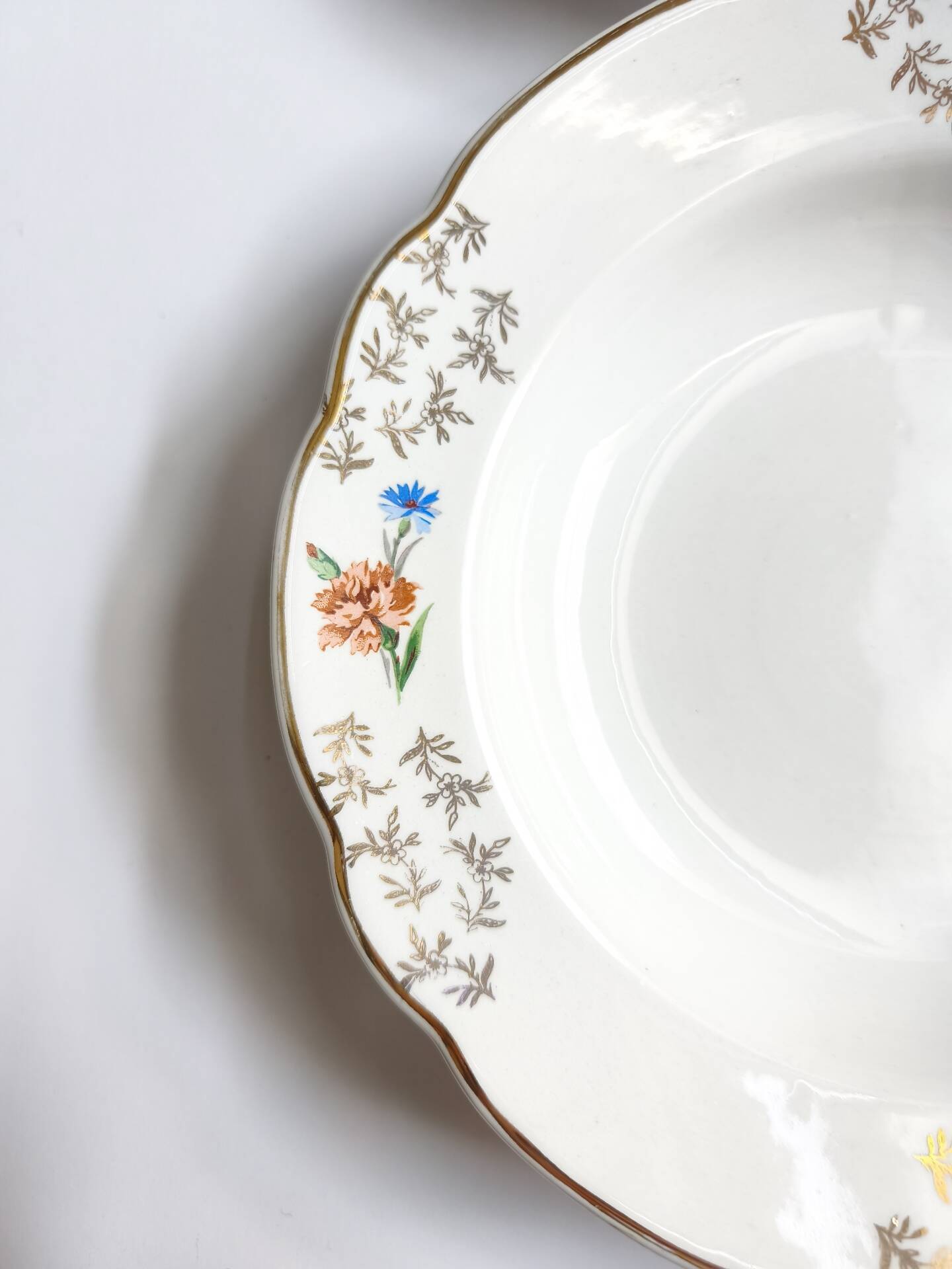 Lot de 4 assiettes creuses vintage Sarreguemines modèle Béarn fleurs