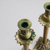 Pair of Antique French copper candlesticks in Baroque style, 1900s