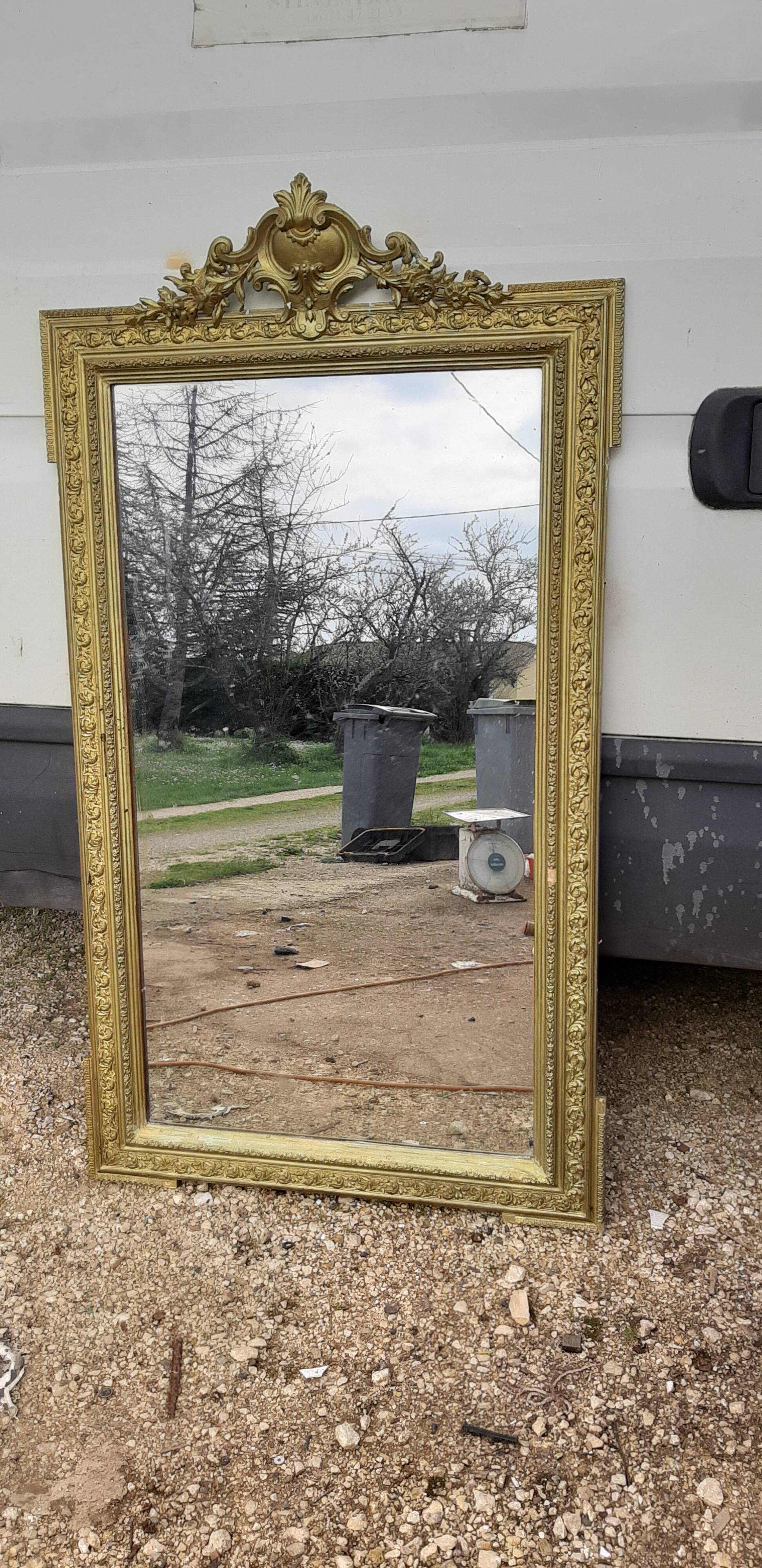 Mirror 19 th wood and golden stuc 156x87cm