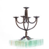 Vintage church brutalist hand forged iron candle holder