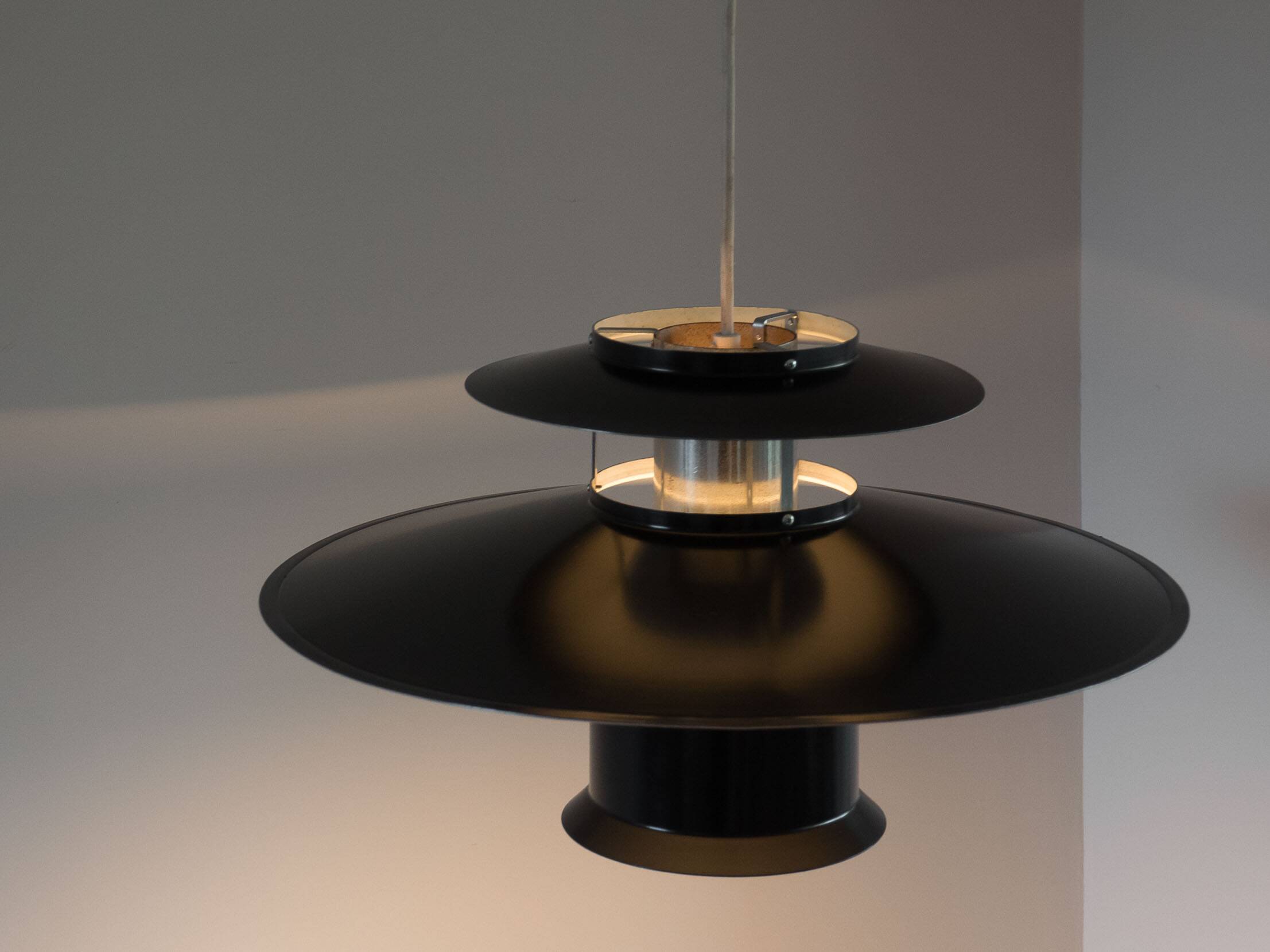 Vintage Danish black shell pendant lamp