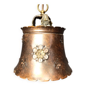 lustre en cuivre brutaliste,