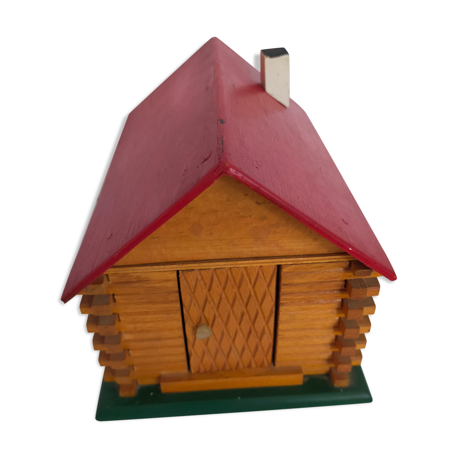 Wooden house furnished vintage toy child