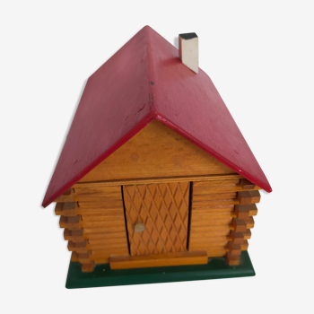 Wooden house furnished vintage toy child