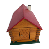 Wooden house furnished vintage toy child