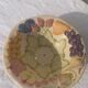 Fruit drainer salad bowl in glazed ceramic slip stamped vintage FG