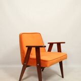 Scandinavian orange velvet armchair by Chierowski, 1962