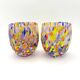 Set of 6 blown glass glasses with Murano murrine.