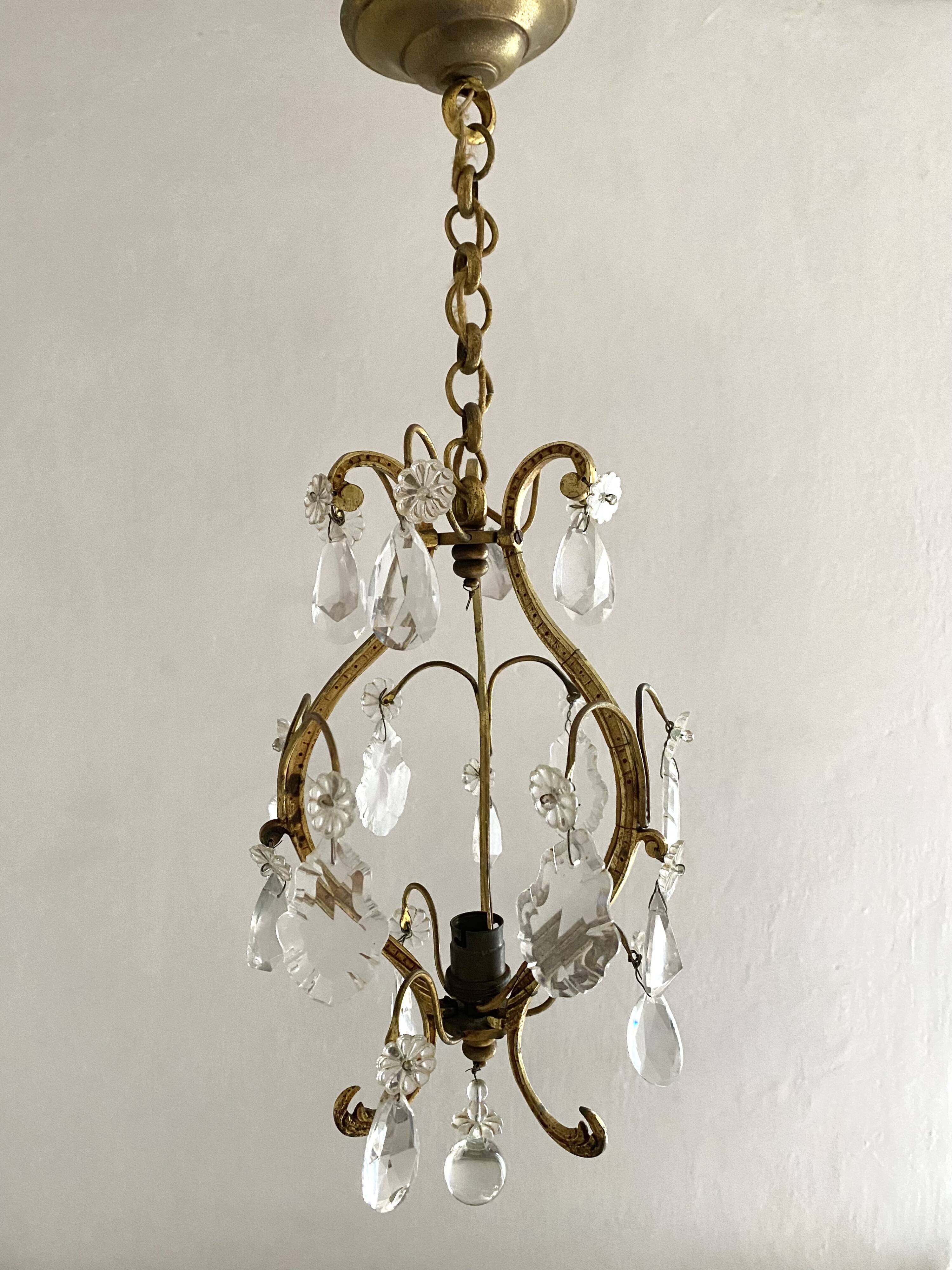 Lustre ancien pampilles en verre de murano