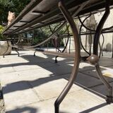 Artisanal wrought iron garden bench