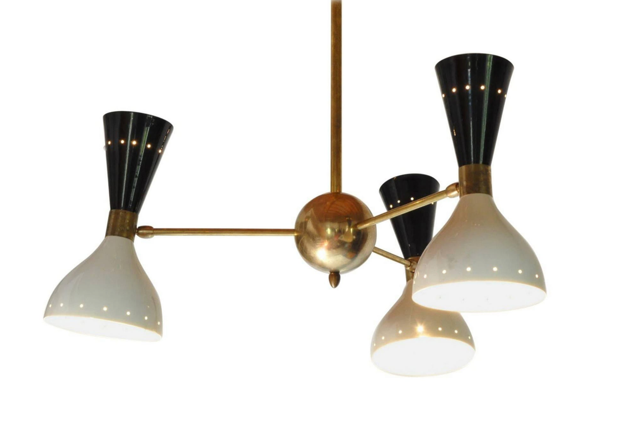 Moonlight 3-arm chandelier in white and black