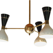 Moonlight 3-arm chandelier in white and black