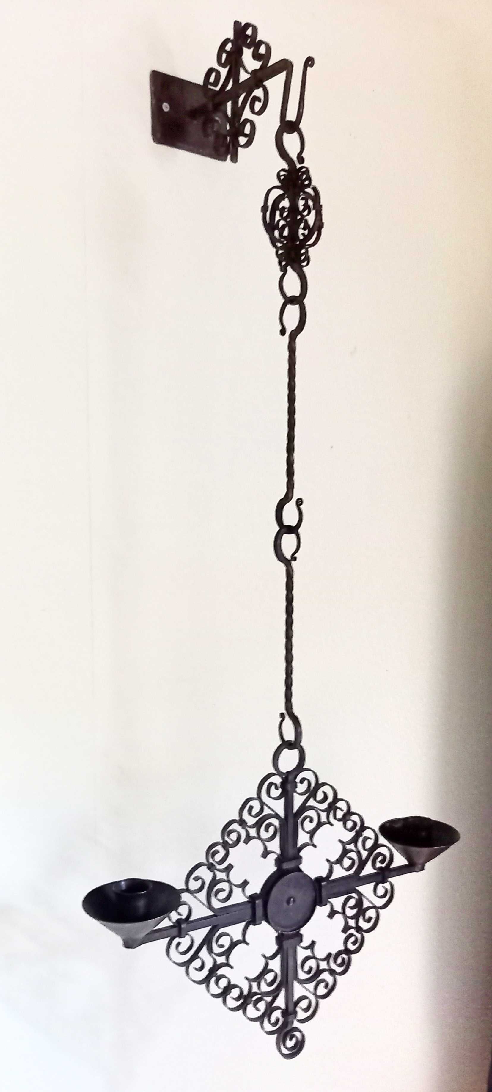 Black Scandinavian wrought iron wall candle holder 1940/50