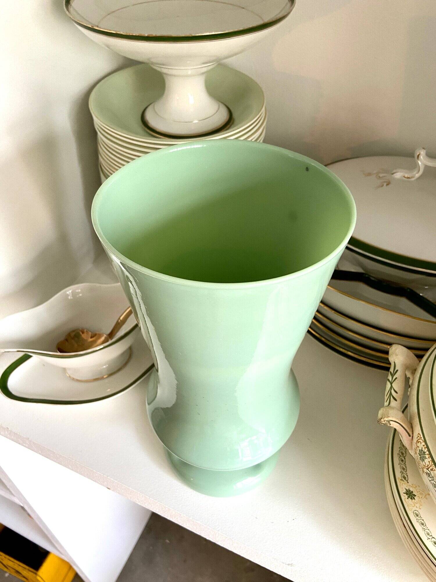 Water green opaline vase