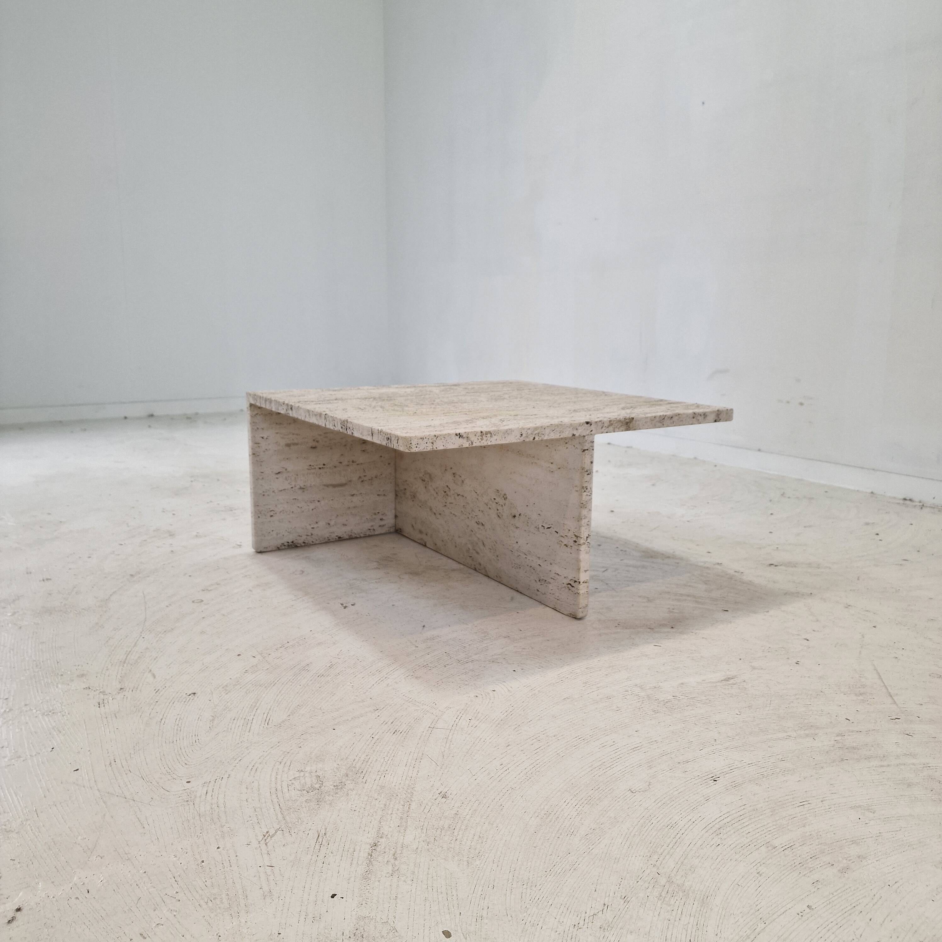 Square Travertine Coffee Table by Up & Up Italy, 1970s