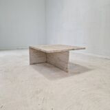 Table Basse Carrée en Travertin par Up & Up Italy, 1970s