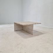 Table Basse Carrée en Travertin par Up & Up Italy, 1970s