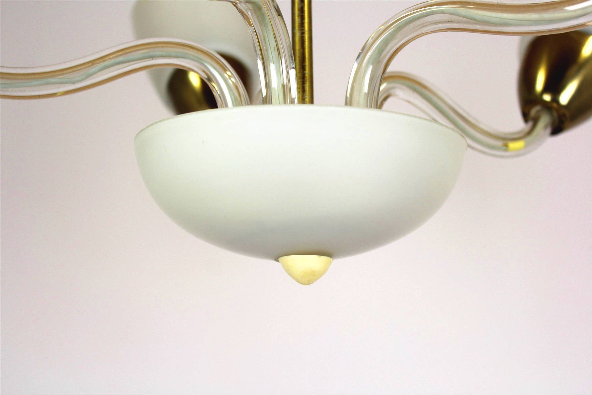 Mid-century steel & glass pendant lamp, 1960s