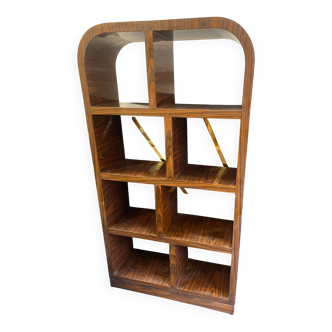 Bibliothèque Art déco en loupe d’orme & bois de hêtre fabrication artisanal