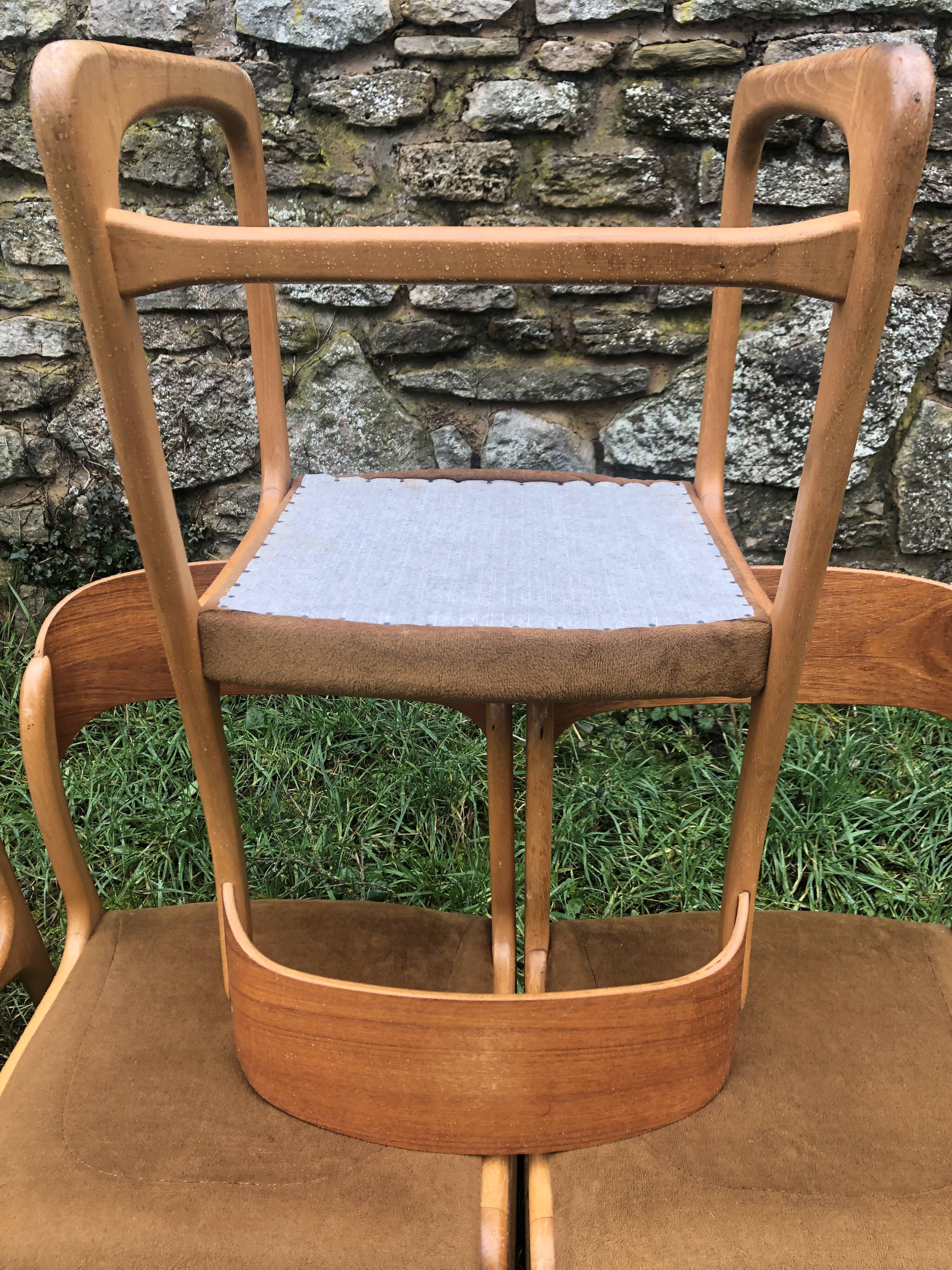 Set of 6 Baumann sleigh foot chairs 60s